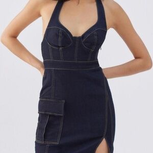 Blue denim mini dress